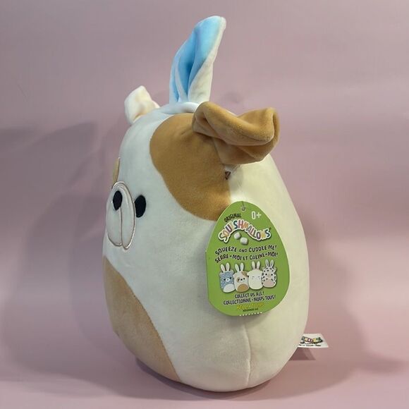 Brock the Bulldog with Blue Bunny Ears Easter 8” inch Squishmallow NWT EC 2021 - Picture 2 of 10